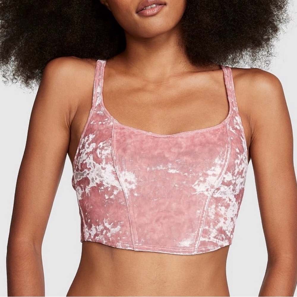 Victoria's Secret Crushed Velvet Longline Bralette in Dusty Rose